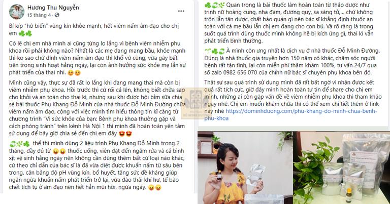 Bài chia sẻ của hotmom Nguyễn Thu Hương về bài thuốc Phụ Khang Đỗ Minh