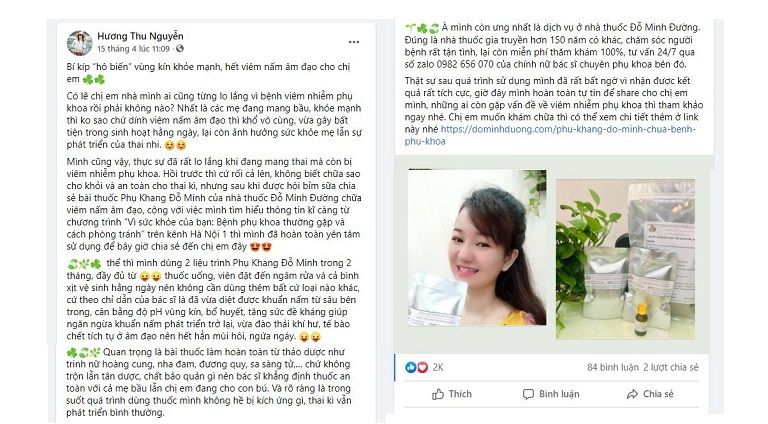 Bài đăng của hotmom Hương moon trên facebook cá nhân